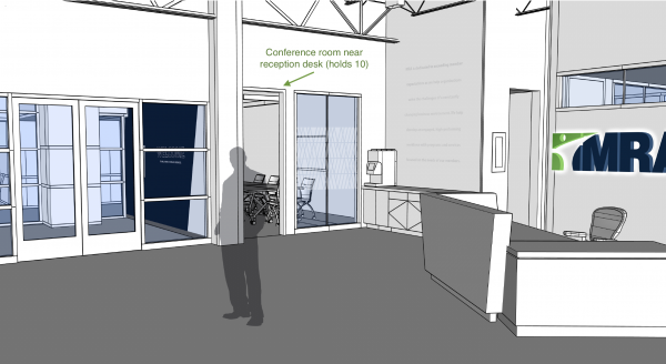 New MRA Building Conference Room Rendering: Near Reception Desk