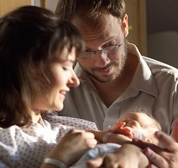 Family with Baby in Hospital